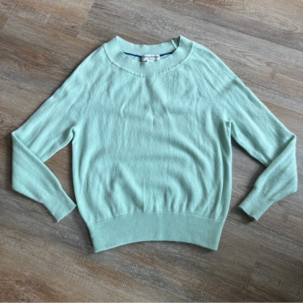 Tommy Bahama Mint Cashmere Sweater XS Mint Aqua Crew Pullover